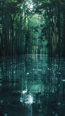 Naklejka premium bamboo forest illustration background poster decorative painting