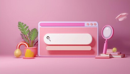 A vibrant, playful digital workspace featuring a search bar, colorful decor, and a cheerful atmosphere perfect for creativity.