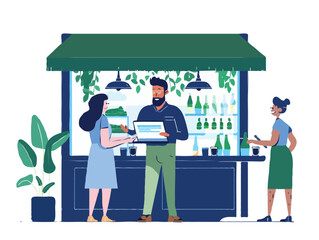 Colorful illustration of food catering company and a restaurant company, plain and simple vector illustration