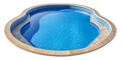 PNG Outdoor kidney-shaped pool with clear blue water, cut out