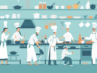 Colorful illustration of food catering company and a restaurant company, plain and simple vector illustration