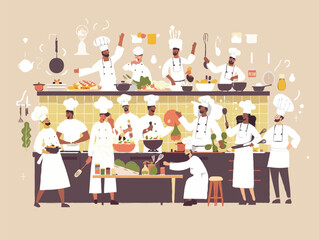 Obraz premium Colorful illustration of food catering company and a restaurant company, plain and simple vector illustration
