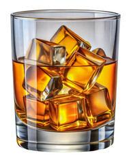 PNG Whiskey glass filled with ice cubes, cut out