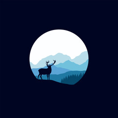 natural landscape in a circle illustration vector.
