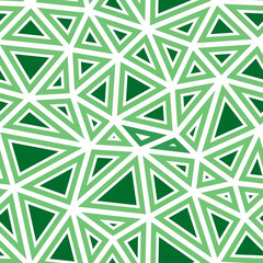 Abstract vector background. Large triangles size. Solid shapes in frames. Single color tone style. Repeatable pattern. Classy vector tiles. Green Harmony. Seamless vector illustration.