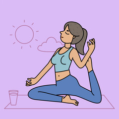 young woman doing yoga in the garden