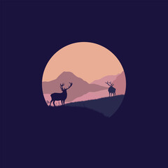natural landscape in a circle illustration vector.