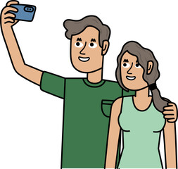 young couple in love taking a selfie