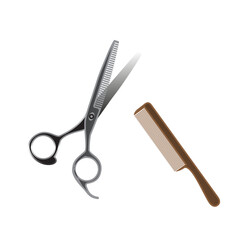 Comb and scissor icon template