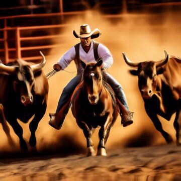 cowboy bull riding rodeo