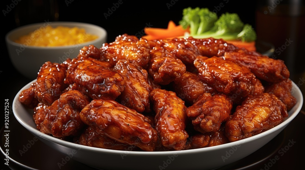 Sticker barbecue chicken wings with sauce