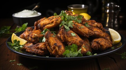 Barbecue chicken wings with sauce  