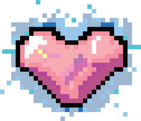 Pixel Heart Aflame: A vibrant, pixelated heart pulsates with a radiant glow, symbolizing passion and digital affection. 