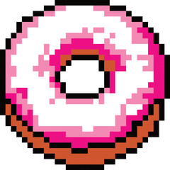 Obraz premium Pixelated Pink Donut Delight 