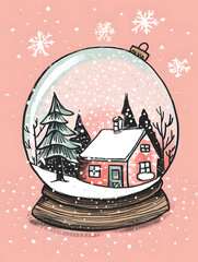 Fototapeta premium New Year's and Christmas festival cards in a 2D doodle illustrator style on pastel color backgrounds for graphic advertising.