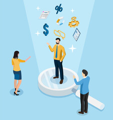 Responsible business management requires corporate transparency concept with integrity and trust, as well as financial transparency. isometric vector illustration eps10