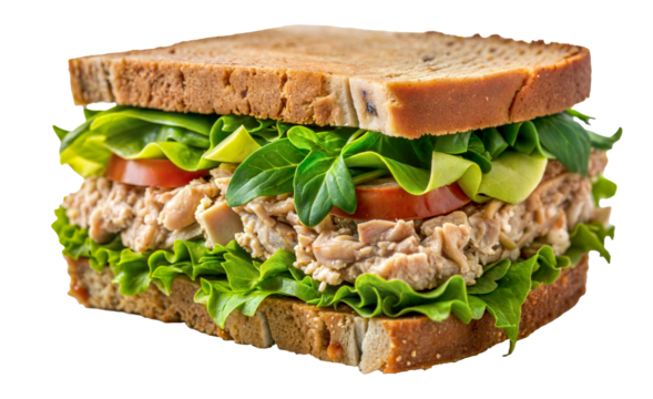 PNG Tuna sandwich on whole grain bread, cut out