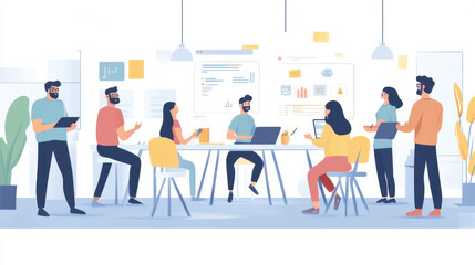 Obraz premium Business Team Silhouette Vector Illustration of Group Collaboration and Success in Office Environment