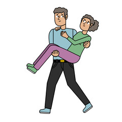 man carrying his girlfriend in his arms