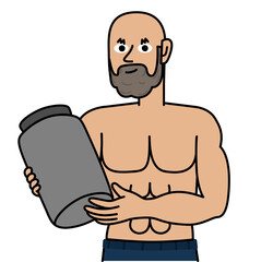 Fototapeta premium strong man showing muscle mass supplement