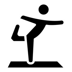 Fitness icon. Sport exercise stylized people making exercises vector icon. Fitness exercise, training activity, workout and stretching illustration