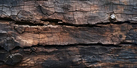 Fototapeta premium Charred and Weathered Wood Texture Close-Up