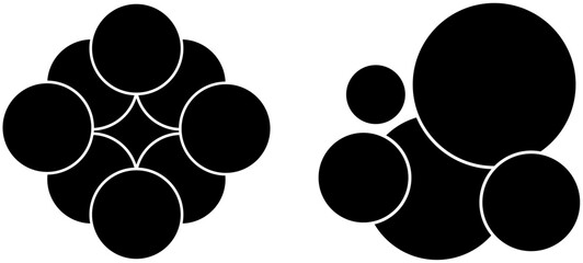 Set of Multiple circle photo collage template vector illustration. black and white picture wall album for abstract background, business, collage art and brush, digital photo, papers and stationary.