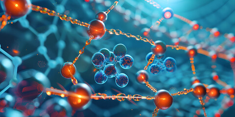 Nanotechnology Visualization of Molecular Bonds, Advanced Nanomolecular Structure in 3D