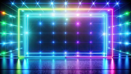 Fototapeta premium Abstract neon light frame with vibrant colors and glowing lines, neon, light, frame,abstract, vibrant, colors, glowing, lines
