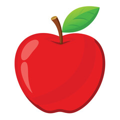 Beautiful juicy red apple fruit icon with green leaf.  Generative AI