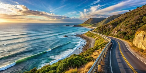 Tranquil seascape view with a scenic drive along the coast , Seascape, Serenity, Drive, Coastal, Landscape, Water, Ocean