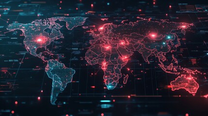 Interactive map showing real-time global e-commerce transactions, dynamic and detailed data points, hyper-realistic design 