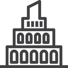 Simple vector building on the book outline icon on white background