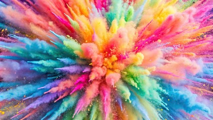 Obraz premium Vibrant pastel-colored powder burst with vivid hues in the air, pastel, colorful, explosion, burst, powder, vibrant