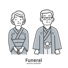 葬儀で故人を偲び悲しむ年配の夫婦