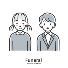 葬儀で故人を偲び悲しむ子供2人