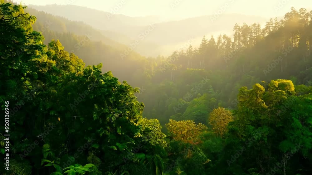 Wall mural misty morning in the mountains