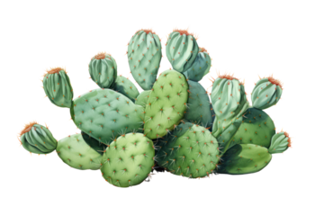 Realistic illustration of fresh Opuntia cactus isolated on white background.