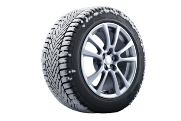 Isolated illustration of car tires covered with snow on a white background.