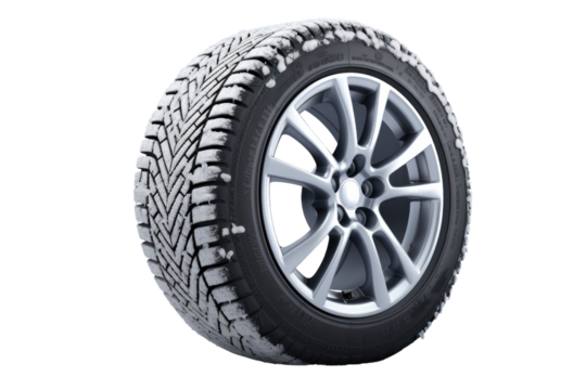 Isolated illustration of car tires covered with snow on a white background. - Powered by Adobe