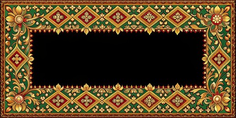 Traditional Thai art frame border with intricate patterns and motifs , Thai, art, background, frame, border, traditional
