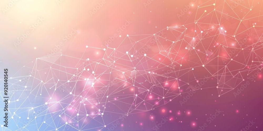 Poster a captivating abstract background with soft colors and connected nodes, creating an intriguing visua