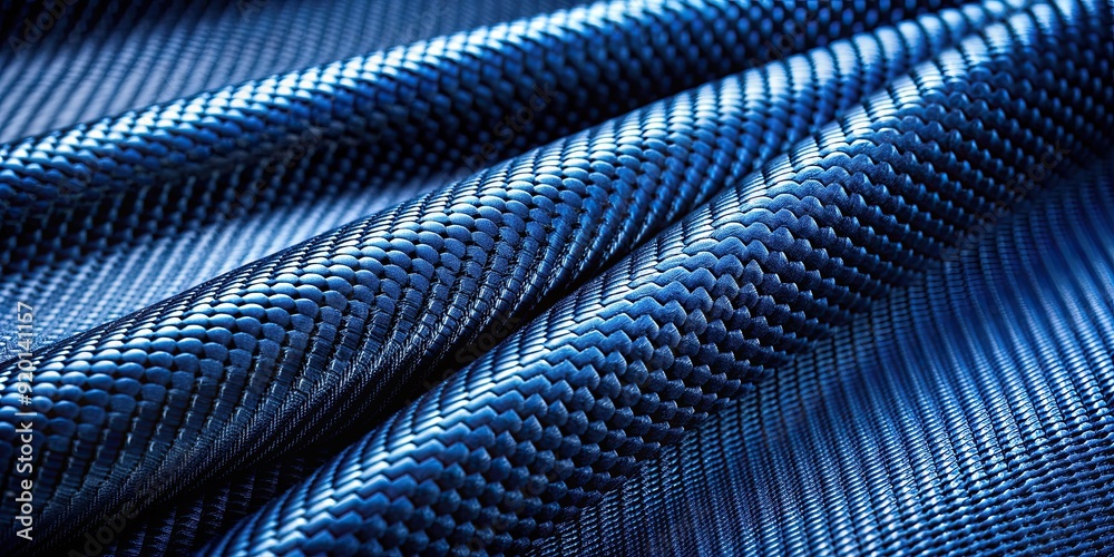 Canvas Prints Closeup of dark blue carbon fiber fabric with black highlights, showcasing its intricate texture and details