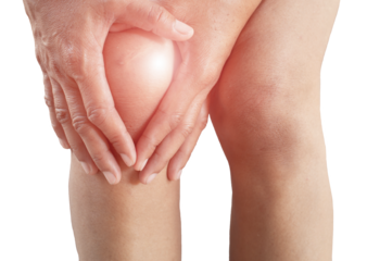 Transparent PNG Gesture showing pain in the muscles and bone, joint, knee person isolated on white background