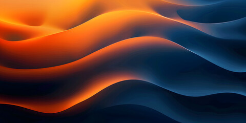 Obraz premium abstract wavy background in orange and dark colors. 3D illustration of bright orange waves