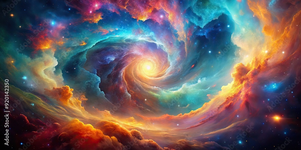 Wall mural nebula abstract background in vibrant colors and swirling patterns, nebula, abstract, background, sp