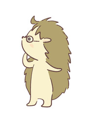 眼鏡をかけるハリネズミのイラスト