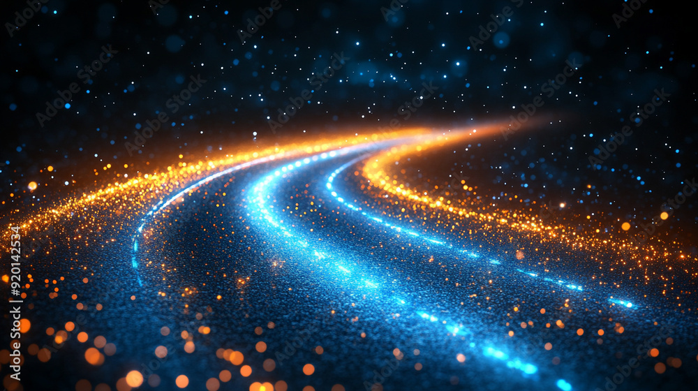 Wall mural dynamic blue motion blur, evoking a sense of speed and fluidity. the swirling patterns and gradient 