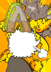 Cartoon Letter A with blank speech bubble, comic book Alphabet background. Retro vector comics pop art design.