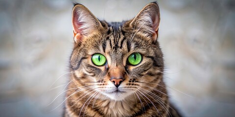 Obraz premium Green-eyed cat staring at the camera, cat, feline, animal, pet, green eyes, staring, curious, adorable, domestic, whiskers